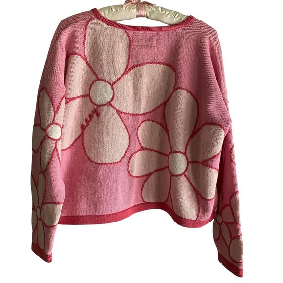 Lilly Pulitzer Sweater Womens Medium Floral Button Cardigan Knit Pullover - Picture 3 of 10